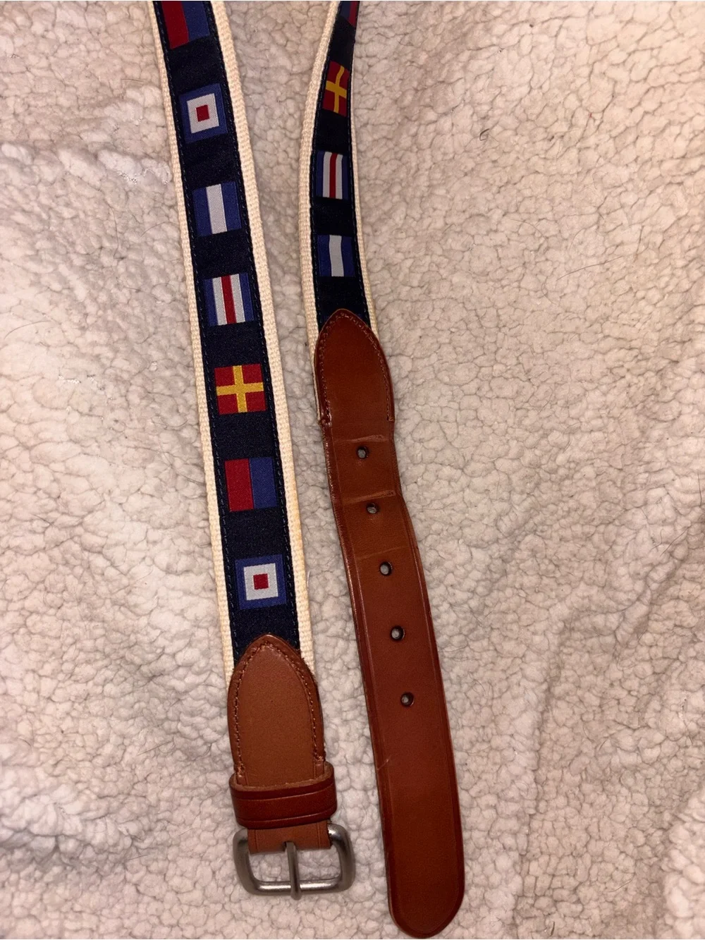 J.Crew Men’s Size 34 Nautical Signal Flag Ribbon Belt Leather Canvas